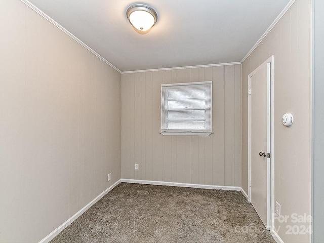 carpeted spare room featuring ornamental molding