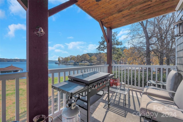 balcony with a water view