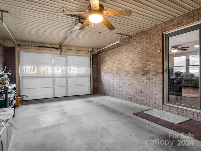 garage featuring ceiling fan