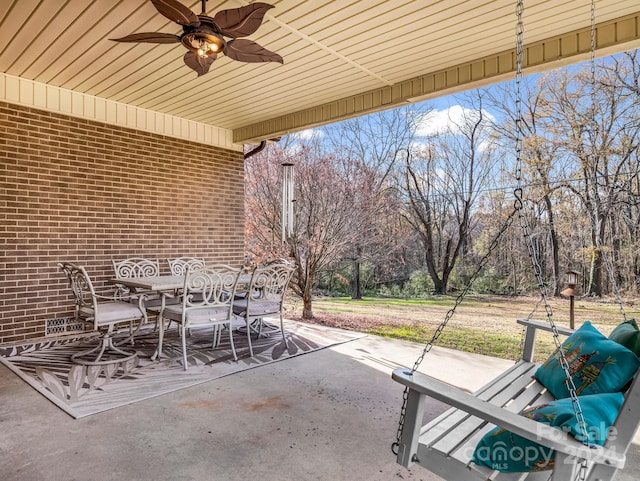 view of patio / terrace featuring ceiling fan