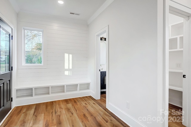 mudroom featuring light hardwood / wood-style floors