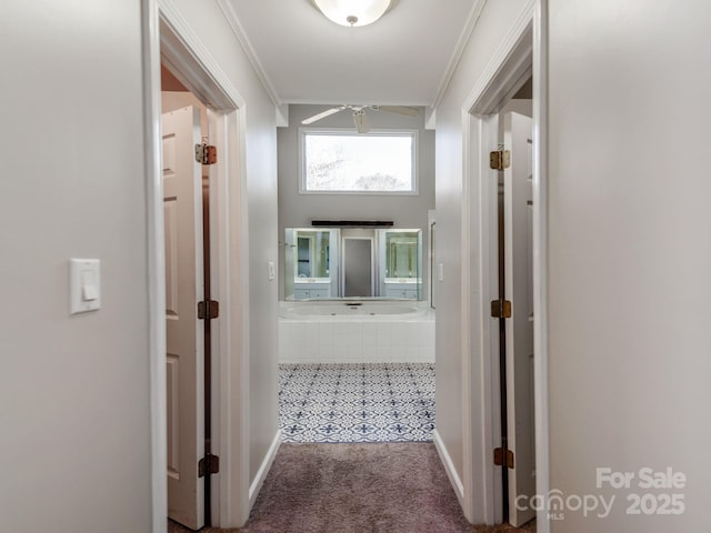 corridor with crown molding