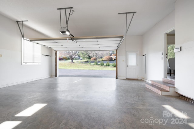 garage with a garage door opener