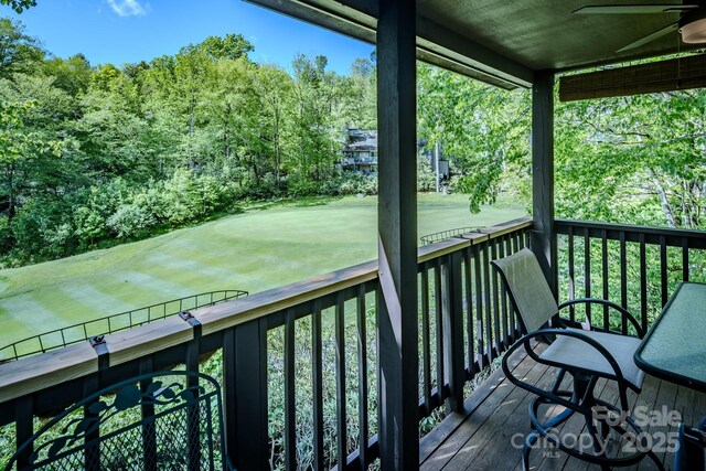300 Glenwood Ln Unit K-38, Sugar Mountain, NC 28604 - deck featuring ceiling fan