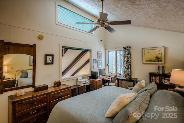 300 Glenwood Ln Unit K-38, Sugar Mountain, NC 28604 - bedroom featuring high vaulted ceiling and ceiling fan
