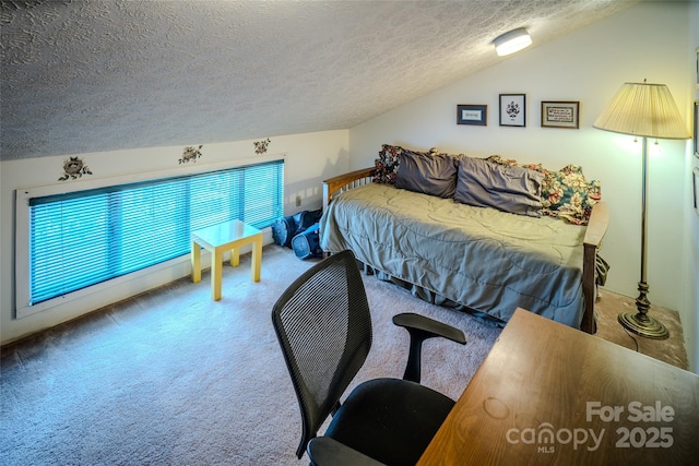 300 Glenwood Ln Unit K-38, Sugar Mountain, NC 28604 - bedroom with carpet flooring, a textured ceiling, and lofted ceiling