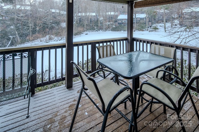 300 Glenwood Ln Unit K-38, Sugar Mountain, NC 28604 - snow covered deck featuring outdoor dining area