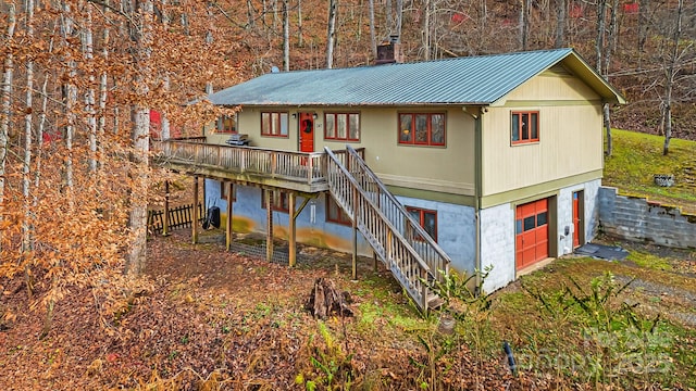 exterior space with a garage