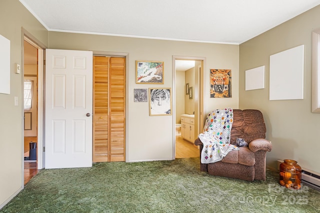 sitting room with carpet flooring