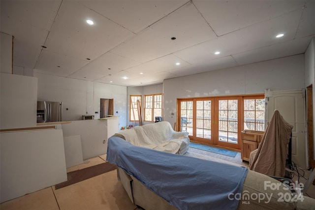 living room with french doors