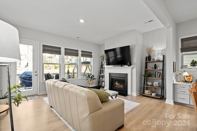 living room featuring light hardwood / wood-style flooring