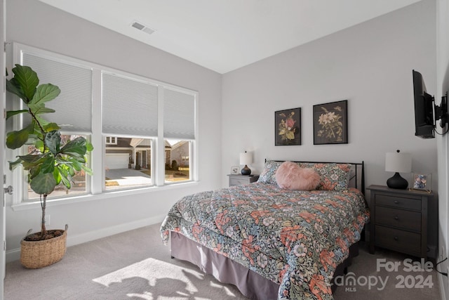 bedroom with carpet floors and multiple windows