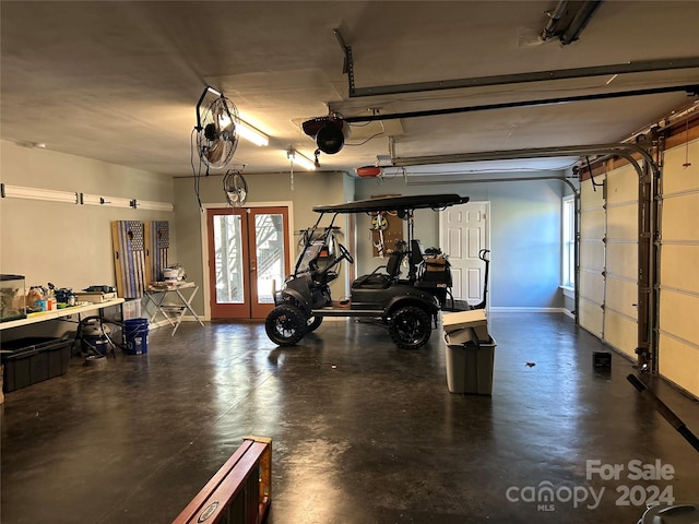 garage featuring french doors