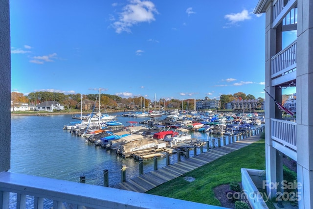 exterior space featuring a water view