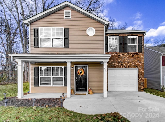 view of front property with a garage