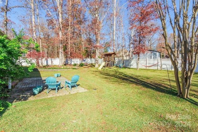 view of yard featuring a playground