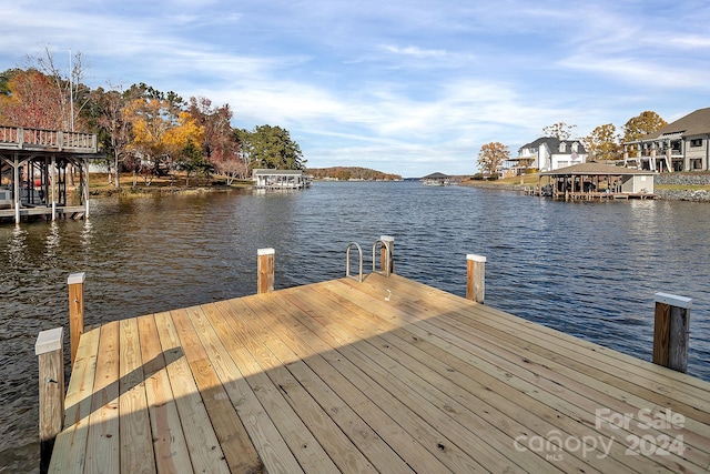 view of dock featuring a water view