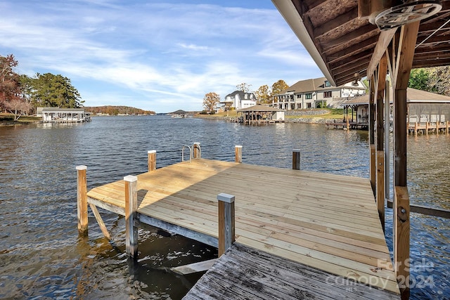 dock area featuring a water view