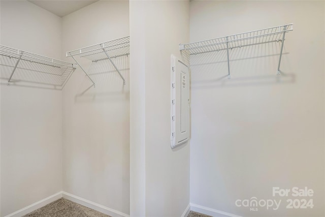 walk in closet featuring electric panel