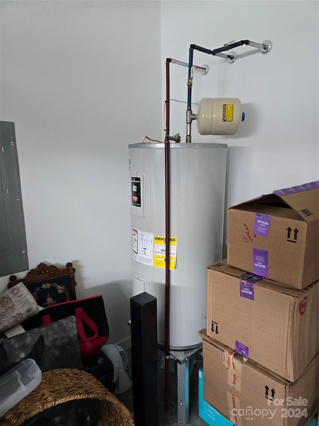 utility room featuring electric water heater