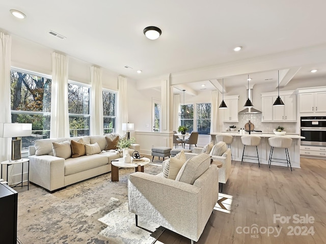 living room featuring light hardwood / wood-style floors