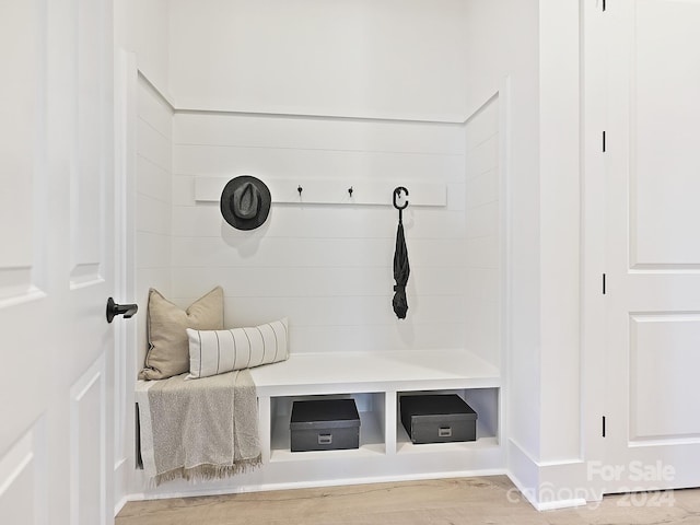 mudroom with wood-type flooring