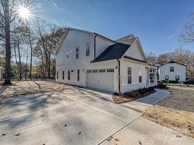 view of home's exterior with a garage