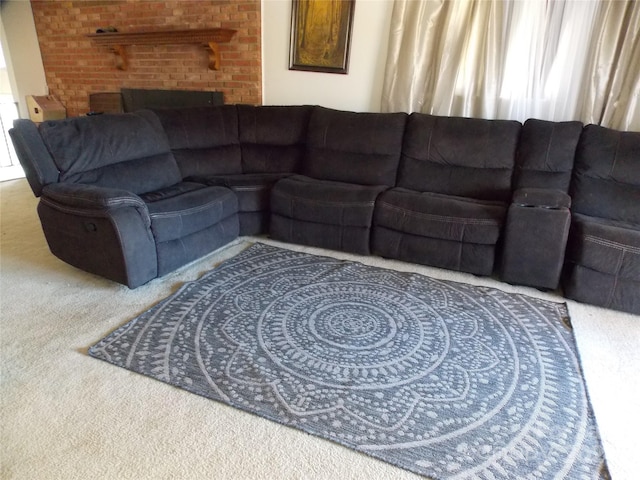 living room featuring carpet floors