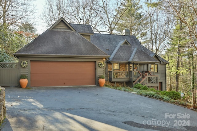 view of front of property with a garage