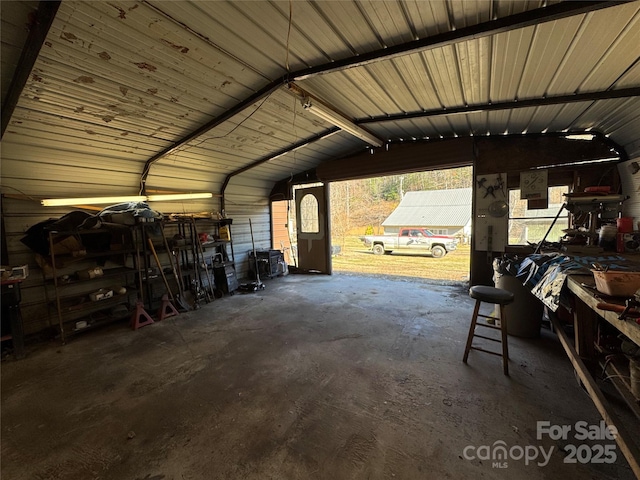 garage featuring metal wall