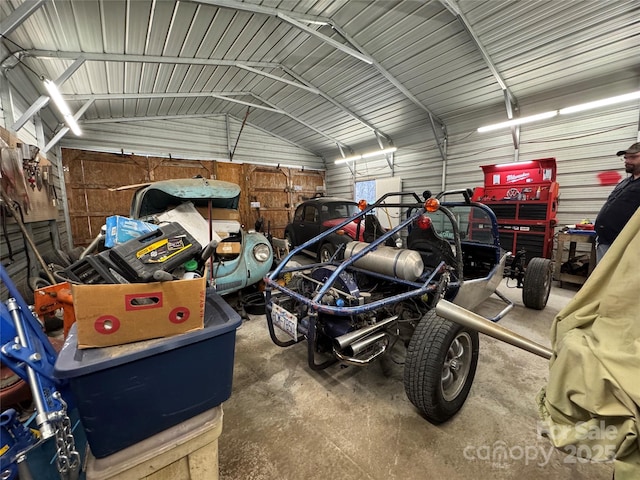 garage featuring metal wall