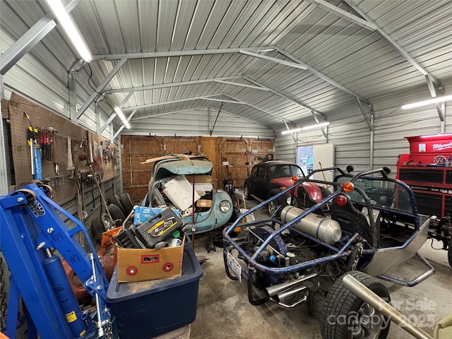 garage featuring metal wall