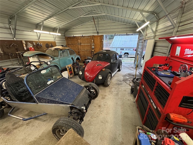 garage featuring metal wall