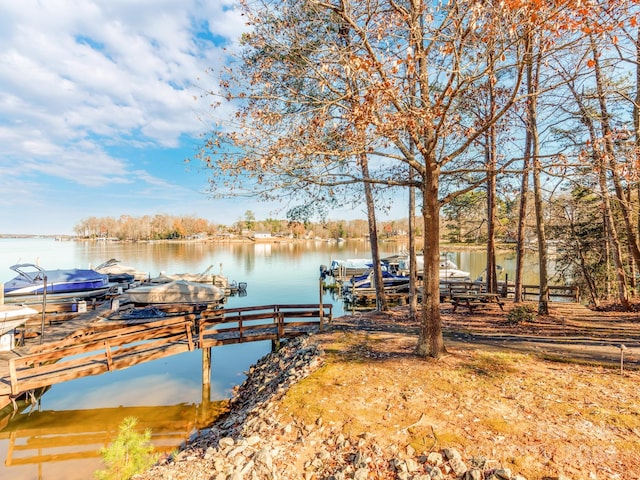 dock area featuring a water view