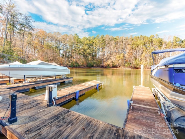 view of dock featuring a water view