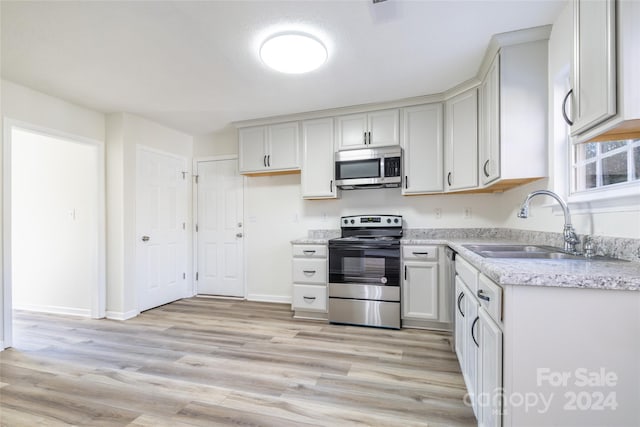 kitchen featuring sink, stainless steel appliances, and light wood-type flooring