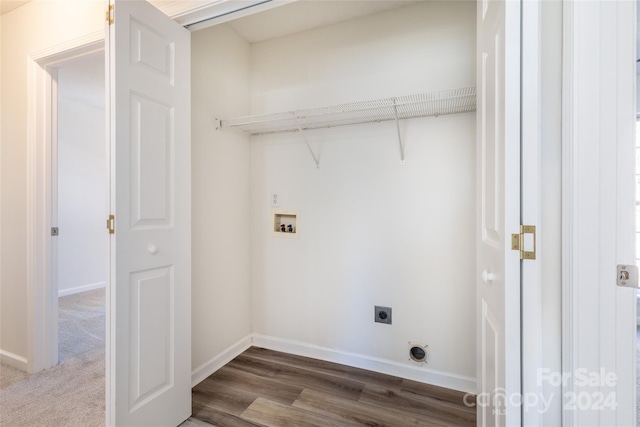 laundry area with hardwood / wood-style flooring, washer hookup, and hookup for an electric dryer