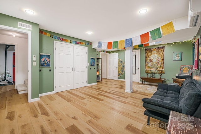 living room with hardwood / wood-style flooring