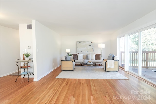 living room featuring light wood-type flooring