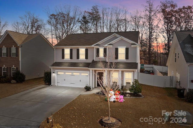 view of front property featuring a garage