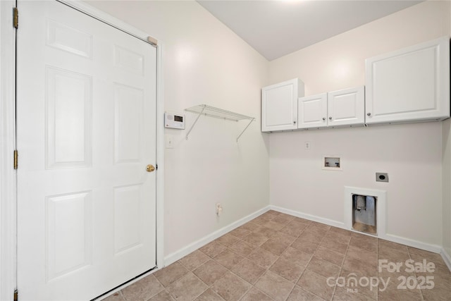 laundry room with cabinets, washer hookup, and hookup for an electric dryer