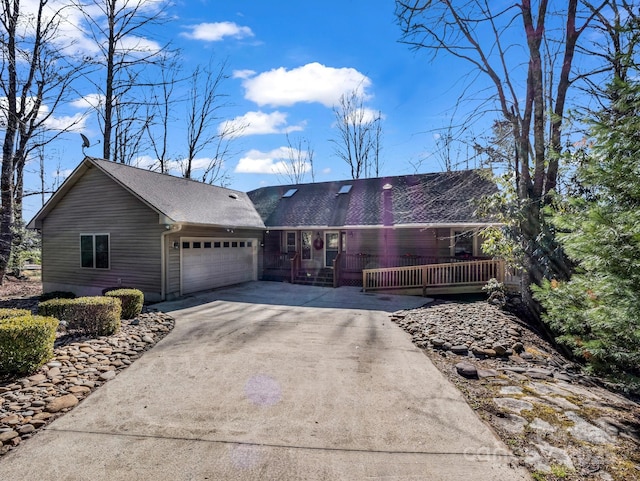 single story home with a garage