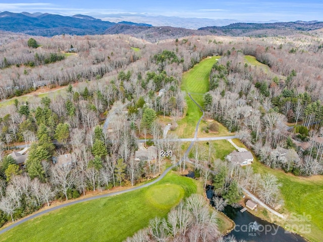 bird's eye view with a mountain view