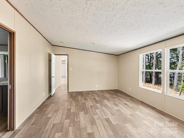 20 Windy Mountain Ln Unit 1, Hendersonville, NC 28792 - empty room with light wood-style flooring, a decorative wall, crown molding, and a textured ceiling