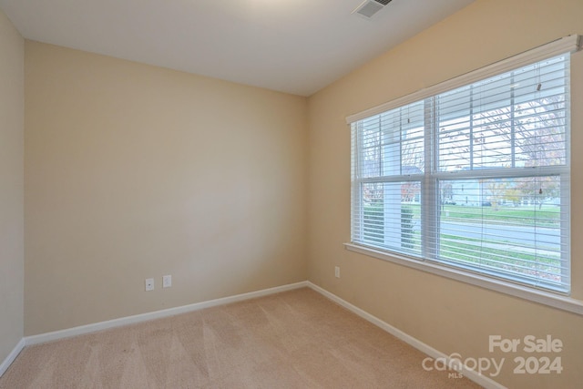 spare room featuring light colored carpet