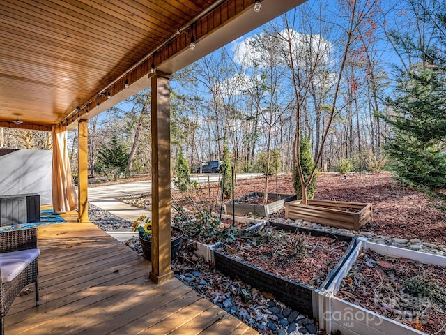 178 Flynn Ct, Lake Lure, NC 28746 - wooden deck featuring covered porch and a garden