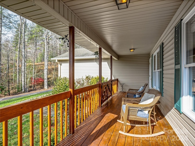 deck featuring covered porch