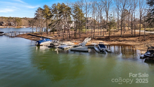 view of dock featuring a water view