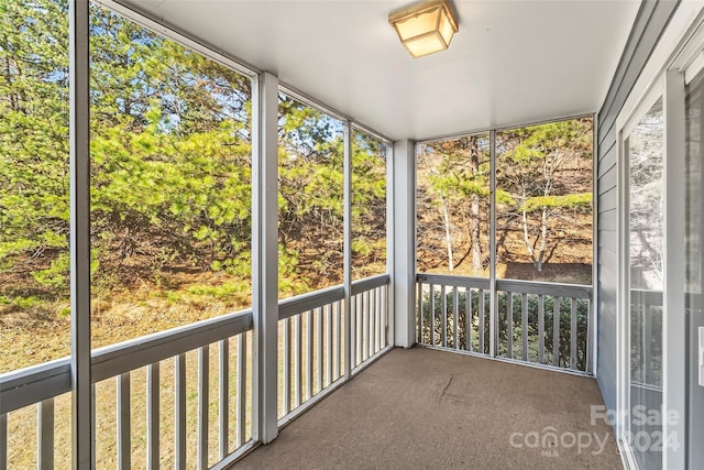 view of unfurnished sunroom