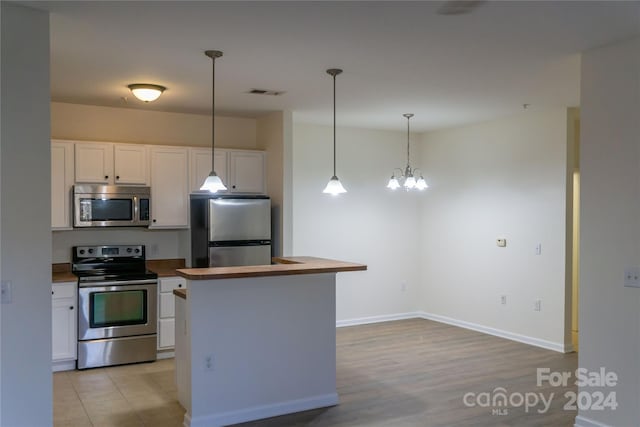 kitchen with a center island, white cabinets, and appliances with stainless steel finishes